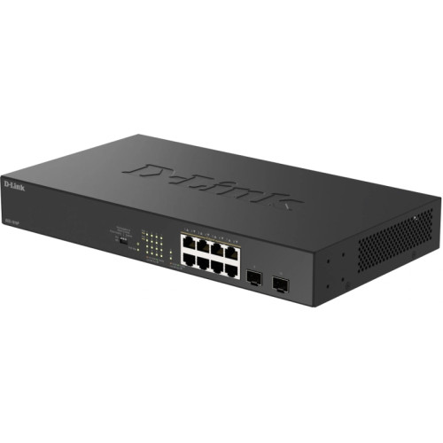 Коммутатор D-Link DGS-1010P/B1A 8x1Гбит/с 2SFP 8PoE 8PoE+ 125W неуправляемый