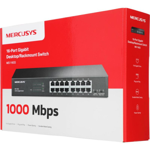 Коммутатор Mercusys MS116GS (L2) 16x1Гбит/с неуправляемый