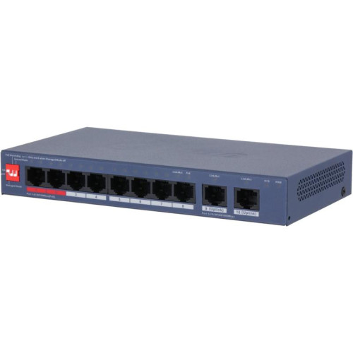 Коммутатор Dahua DH-CS4010-8ET2GT-110 (L2) 8x100Мбит/с 2x1Гбит/с 8PoE 110W управляемый