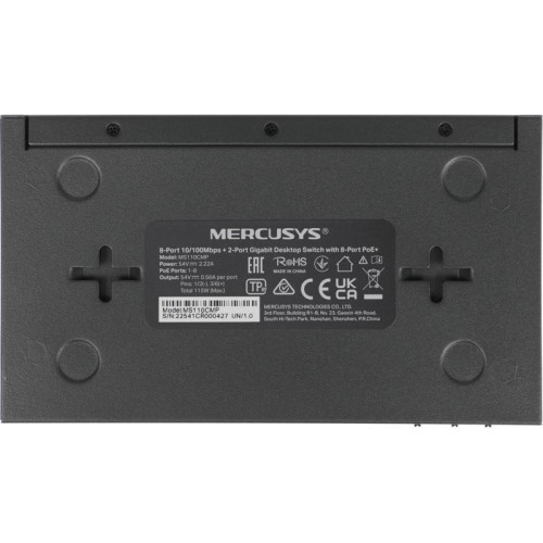 Коммутатор Mercusys MS110CMP (L2) 8x100Мбит/с 2x1Гбит/с 8PoE+ 115W неуправляемый