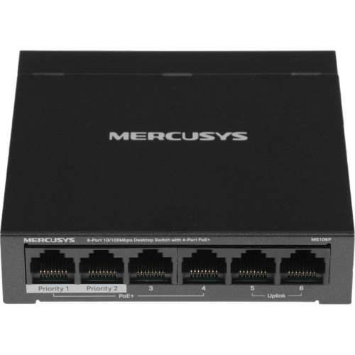 Коммутатор Mercusys MS106P (L2) 6x100Мбит/с 4PoE+ 67W неуправляемый