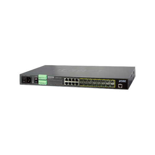 коммутатор/ PLANET 16-Port 100/1000Base-X SFP + 8-Port 10/100/1000Base-T L2/L4 Managed Metro Ethernet Switch (AC+2 DC, DIDO)