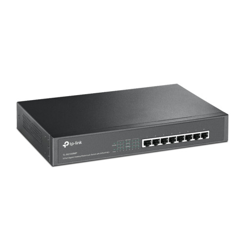 8-Port Gigabit PoE+ Switch, 8 Gigabit RJ45 Ports, 802.3at/af, 126W PoE Power, 1U 13-inch Rack-mountable Steel Case