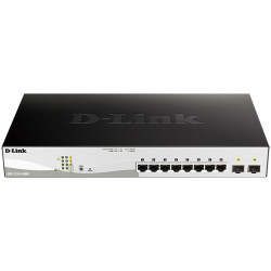 Коммутатор/ DGS-1210-10MP/F Smart L2 Switch 8х1000Base-T PoE, 2х1000Base-X SFP, PoE Budget 130W, Compact CLI