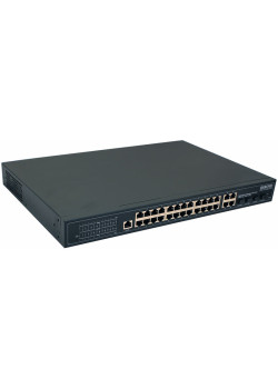 OSNOVO Управляемый L2 PoE коммутатор Gigabit Ethernet на 24 RJ45 PoE + 4 x GE Combo Uplink, до 30W на порт, суммарно до 400W