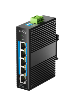 Промышленный коммутатор/ 5-Port Aluminum Industrial PoE+ Switch, 1000Mbps 5-Port RJ45, 802.3at/af, Din-rail design, Power supply:DC 9.6~57V work temperature:-40 °C-75°C, Power Adapter Not Included