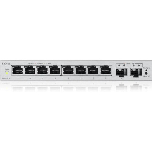 Коммутатор Zyxel GS1200-10V3-EU0101F (L2) 8x1Гбит/с 2SFP управляемый Коммутатор Zyxel GS1200-10V3-EU0101F (L2) 8x1Гбит/с 2SFP управляемый