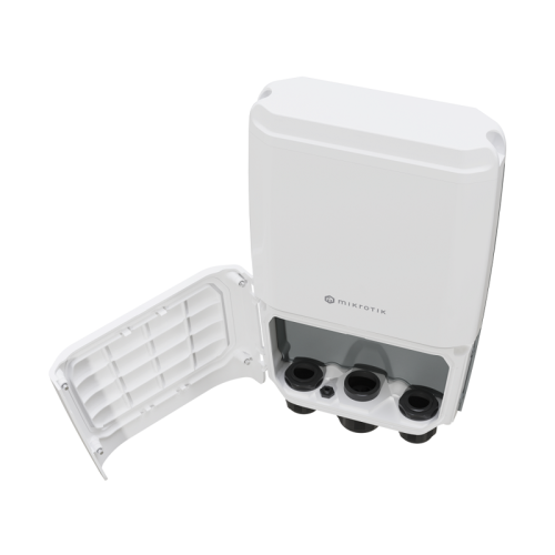 Коммутатор/ FiberBox Plus CRS305-1G-4S+OUT with 800MHz CPU, 256MB RAM, 1xGigabit LAN, 4 x SFP+ cages, RouterOS L5 or SwitchOS (dual boot), IP66 compliant outdoor enclosure, mounting kit, PSU, PoE injector