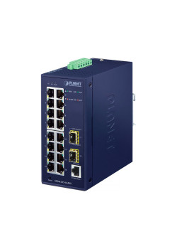коммутатор/ PLANET IGS-4215-16T2S IP30 Industrial L2/L4 16-Port 10/100/1000T + 2-Port 100/1000X SFP Managed Switch (-40~75 degrees C, dual redundant power input on 12~48VDC/24VAC terminal block)