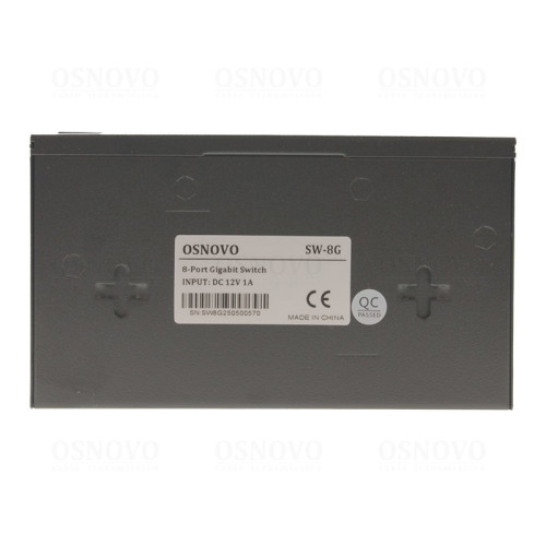 Коммутатор неуправляемый/ OSNOVO Неуправляемый коммутатор Gigabit Ethernet на 8 портов. Порты: 8 x GE (10/100/1000Base-T). Auto MDI/MDIX Встроенная грозозащита 2кВ. В комплекте БП DC12V(1A). Размеры (ШхВхГ): 138 x 25 x 78мм. Рабочая температура: 0...+40 г