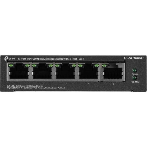 Коммутатор TP-Link TL-SF1005P (L2) 5x100Мбит/с 4PoE 58W неуправляемый