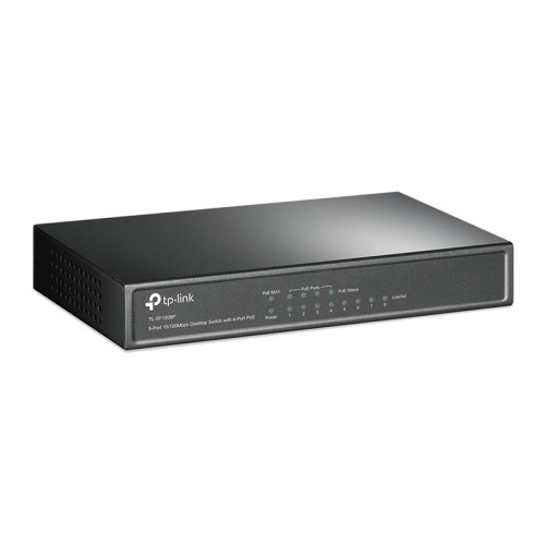 Коммутатор/ 8-port 10/100M PoE Switch, 8 10/100M RJ45 ports including 4 PoE ports, steel case