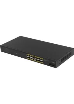 Коммутатор/ 16-Port Gigabit PoE+ Switch with 2 Gigabit SFP ports 200W
