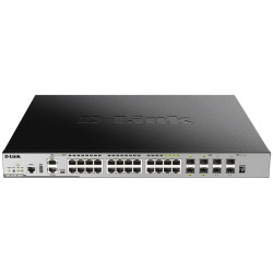 Коммутатор/ Managed L3 Stackable Switch 20x1000Base-T PoE, 4x10GBase-X SFP+, 4xCombo 1000Base-T PoE/SFP, PoE Budget 370W (740W with DPS-700), Surge 6KV, CLI, 1000Base-T Management, RJ45 Console, mini-USB Console, USB, RPS, Alarm RJ-45, Dying Gasp, Standar