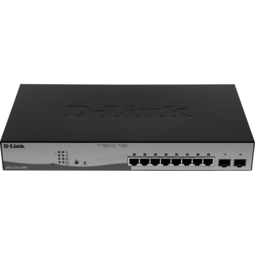 Коммутатор/ Smart L2 Switch 8х1000Base-T PoE, 2х1000Base-X SFP, PoE Budget 130W, Compact CLI