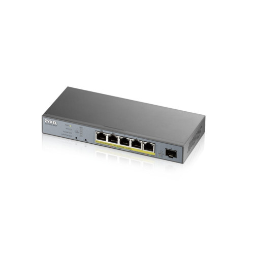 ZYXEL GS1350-6HP L2 PoE + switch for ZYXEL GS1350-6HP IP cameras, 4xGE PoE +, 1xGE PoE++ (802.3bt), 1xSFP, PoE budget 60 W, power transmission distance up to 250 m, auto-reloading of PoE ports, increased overvoltage and electrostatic protection