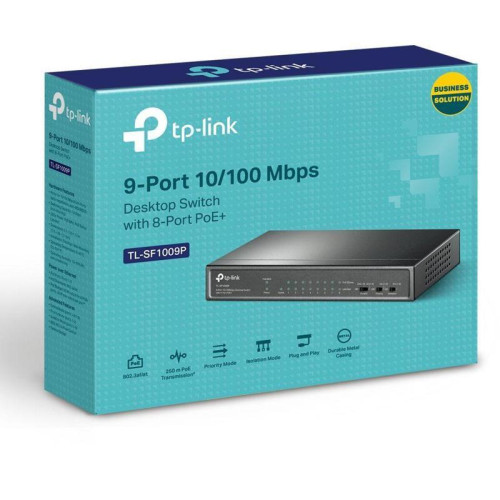 Коммутатор/ 9-port 10/100Mbps unmanaged switch with 8 PoE+ ports, compliant with 802.3af/at PoE