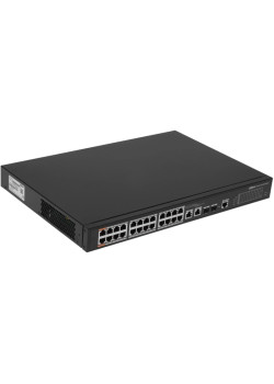 2xCombo 1000 Base-T/SFP 24x 10/100 Base-T（Hi-PoE/PoE+/PoE）IEEE802.3af/IEEE802.3at/Hi-PoE Мощность PoE  240Вт Размеры 440мм×300мм×44мм