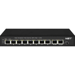 PoE коммутатор Fast Ethernet на 10 RJ45 портов. Порты: 8 x FE (10/100 Base-T) с поддержкой PoE (IEEE 802.3af/at), 2 x FE (10/100 Base-T). Соответствует стандартам PoE IEEE 802.3af/at. Автоматическое определение и режим антизависания PoE устройств. Мощност