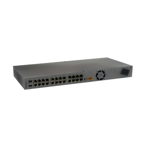 Коммутатор/ L3 управляемый коммутатор TORUS S1-1-24, 24х10/100/1000 Mbps RJ45, 2x 10 GbE SFP+, Консольный порт USB Type C, 16к MAC-адресов, 1 встроенный БП, AC: 90–260 В, 50–60 Гц DC: 36-57 B