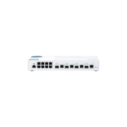 Коммутатор/ QNAP QSW-M408-4C 10 Gbps managed switch with 4 SFP + ports, combined with RJ-45, 8 1 Gbps RJ-45 ports, bandwidth up to 96 Gbps, JumboFrame support.