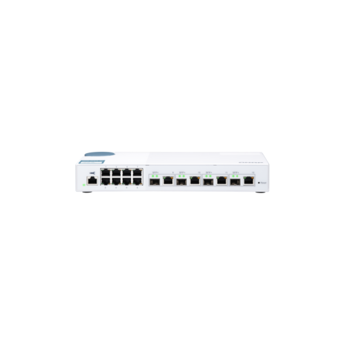 Коммутатор/ QNAP QSW-M408-4C 10 Gbps managed switch with 4 SFP + ports, combined with RJ-45, 8 1 Gbps RJ-45 ports, bandwidth up to 96 Gbps, JumboFrame support.