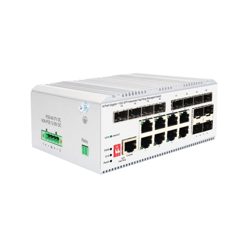 Коммутатор/ Managed L2 Industrial Fast Ring Switch 8x1000Base-T, 12x1000Base-X SFP, Surge 4KV, -40 to 75°C Коммутатор/ Managed L2 Industrial Fast Ring Switch 8x1000Base-T, 12x1000Base-X SFP, Surge 4KV, -40 to 75°C