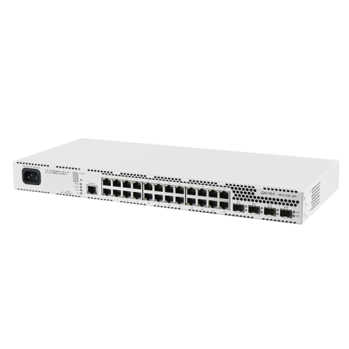 Ethernet-коммутатор MES2300-24P, 24 порта 10/100/1000BASE-T (RJ-45) PoE/PoE+, 4 порта 10GBASE-R (SFP+)/1000BASE-X (SFP), L3