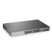 Коммутатор/ ZYXEL GS1350-26HP L2 PoE + switch for IP cameras, 24xGE PoE +, 2xCombo (SFP / RJ-45), PoE budget 375 W, power transfer distance up to 250 m, auto-reloading of PoE ports, increased overvoltage and electrostatic discharge protection