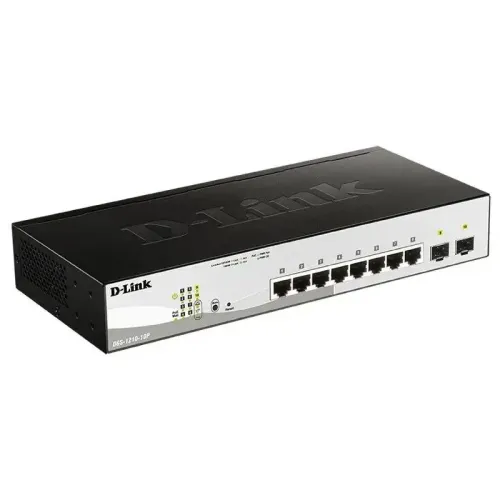 Коммутатор/ DGS-1210-10P/FL Managed L2 Switch 8x1000Base-T PoE, 2x1000Base-X SFP, PoE Budget 65W, Surge 6KV, CLI