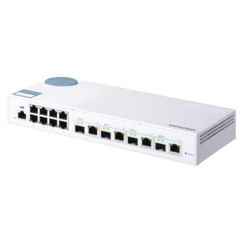 Коммутатор/ QNAP QSW-M408-4C 10 Gbps managed switch with 4 SFP + ports, combined with RJ-45, 8 1 Gbps RJ-45 ports, bandwidth up to 96 Gbps, JumboFrame support.
