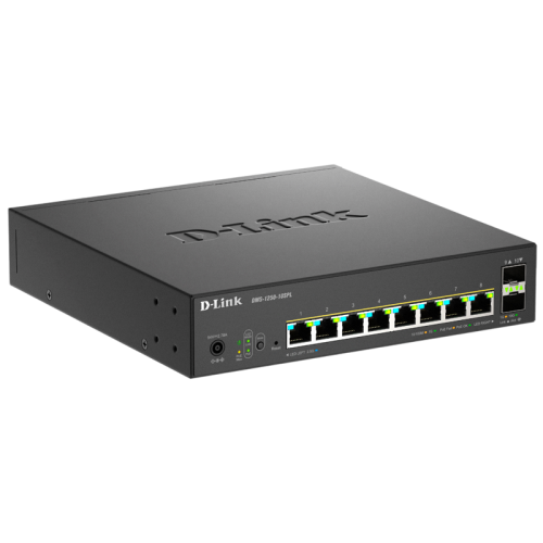 Коммутатор/ Управляемый L2 PoE-коммутатор, 8x2.5GBase-T PoE (2 порта PoE 802.3bt 60 Вт), 2x10GBase-X SFP+, PoE-бюджет 120 Вт, защита от статического электричества до 6 кВ, CLI