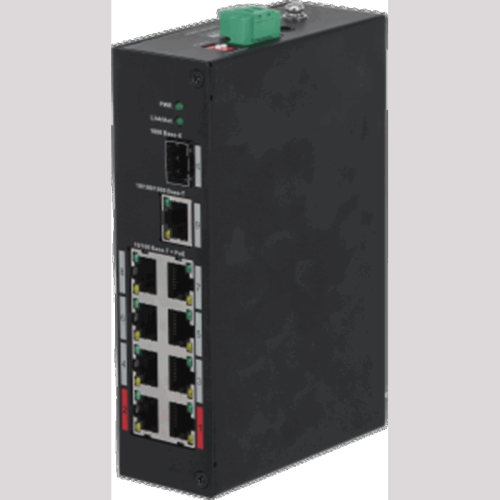 Защищенный 8-портовый РОЕ коммутатор, неуправляемый; 1*1000 Base-X, 1*10/100/1000 Base-T, 8*10/100 Base-T (PoE порты), Бюджет РОЕ: 96 Вт, Питание :DC 48~57В, Монтаж на DIN-рейку, Рабочие температуры: от -30?С до +65?С