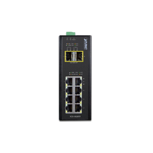 коммутатор/ PLANET IP30 Industrial 8-Port 10/100/1000T + 2-Port 100/1000X SFP Ethernet Switch (-40~75 degrees C)