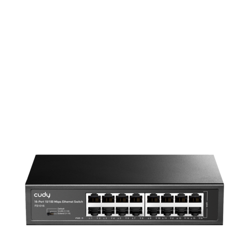 Коммутатор/ 16-Port 10/100 Mbps Switch, 16 10/100 Mbps RJ45 Ports, Switch/VLAN/Extend working mode DIP switch, Rack-mountable Steel Case, Power Saving, Plug & Play, Rack-Mount kits included