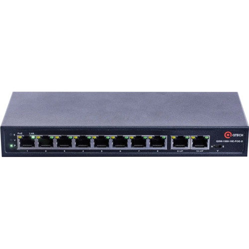 Коммутатор/ Неуправляемый PoE коммутатор, 8 портов 10/100 Base-T PoE 802.3af/at, 2 порта 10/100 Base-Т , 1K MAC адресов, Общая мощность 120W, DC