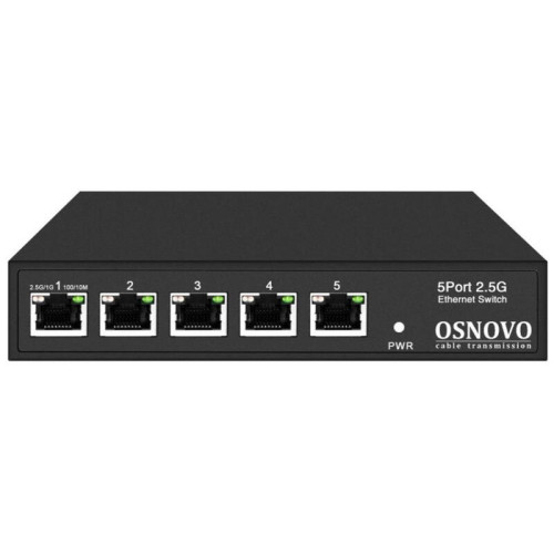 Коммутатор/ OSNOVO Коммутатор 2.5G Ethernet на 5 RJ45 портов. Порты: 5 x 2.5G (10/100/1000/2500Base-TX)