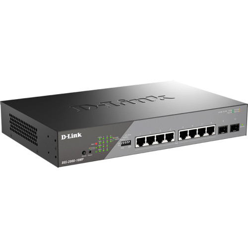 Сетевой коммутатор/ Smart L2 Surveillance Switch 8х1000Base-T PoE, 2x1000Base-X SFP, PoE Budget 130W, Long-range PoE up to 250m