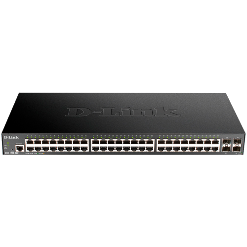 Коммутатор/ DGS-1250-52X,DGS-1250-52X/A1A Smart L2 Switch 48x1000Base-T, 4х10GBase-X SFP+, CLI, RJ45 Console