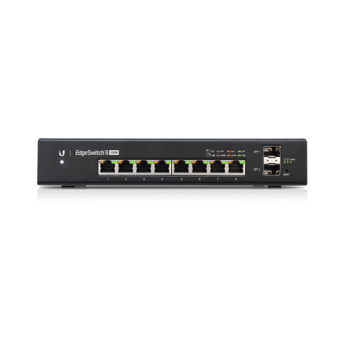 Коммутатор/ Gigabit switch with (8) RJ45 ports, (2) SFP ports, and a 150W power supply