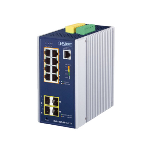 коммутатор/ PLANET IP30 Industrial L2+/L4 8-Port 1000T 802.3at PoE + 2-Port 100/1G SFP + 2-Port 1G/2.5G SFP Managed Switch w/ 12V Booster (-40 to 75 C, dual 12~54V DC power boost, DIDO, ERPS Ring, 1588 PTP TC, Modbus TCP, ONVIF, Cybersecurity, CloudViewer