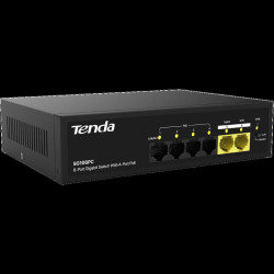 Коммутатор Tenda SG106PC Коммутатор неуправляемый PoE, 6 портов 6x1 Гбит/с, PoE 4х до 30 Вт, 2хUplink, настольный
