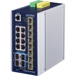 коммутатор/ PLANET IGS-6325-8T8S4X IP30 Industrial L3 8-Port 10/100/1000T + 8-port 1G/2.5G SFP + 4-Port 10G SFP+ Full Managed Switch (-40 to 75 C, dual redundant power input on 12~48VDC terminal block, DIDO, ERPS Ring, 1588 PTP TC, Modbus TCP, Cybersecuri