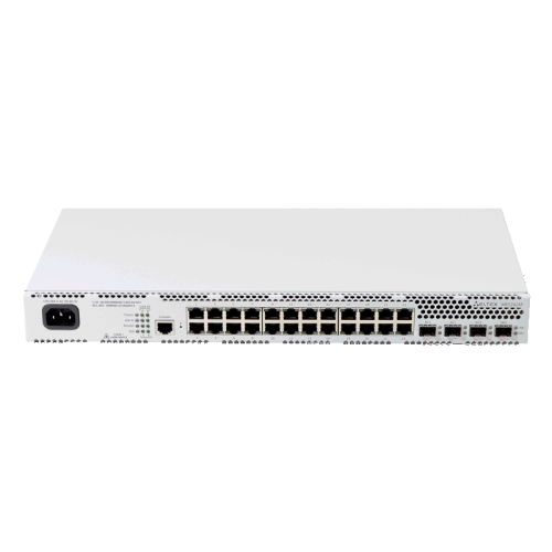 Ethernet-коммутатор MES2424P, 24 порта 10/100/1000BASE-T (PoE/PoE+), 4 порта 1000BASE-X/10GBASE-R, L3, 220В AC