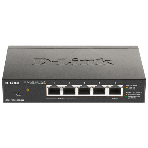 Коммутатор/ EasySmart L2 Switch 4х1000Base-T (2x1000Base-T PoE), 1x1000Base-T PD PoE, PoE Budget 18W, PD PoE power only