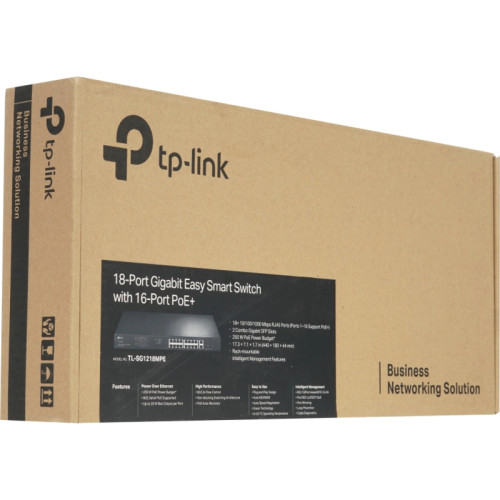 Коммутатор TP-Link TL-SG1218MPE (L2) 18x1Гбит/с 2xКомбо(1000BASE-T/SFP) 16PoE+ 192W управляемый Коммутатор TP-Link TL-SG1218MPE (L2) 18x1Гбит/с 2xКомбо(1000BASE-T/SFP) 16PoE+ 192W управляемый