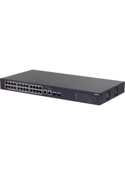 Коммутатор Dahua DH-CS4226-24ET-375 (L2) 24x100Мбит/с 2xКомбо(1000BASE-T/SFP) 2SFP 24PoE 375W управляемый