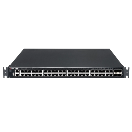 Коммутатор/ Управляемый стекируемый коммутатор уровня L3, 48 портов 10/100/1000 BASE-T, 4 порта 10GbESFP+, 4K VLAN, 32K MAC адресов, консольный порт, 1 MGMT порт, 1 порт USB 2.0 (на передней панели), 2 сменных БП (поставляются отдельно)