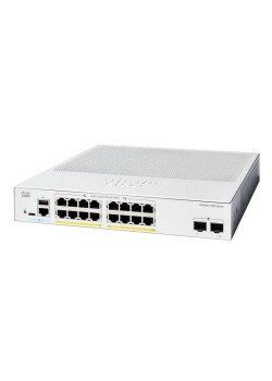 Коммутатор CISCO Catalyst 1300 16x 10/100/1000 RJ-45 PoE+, 2x 1Gb SFP uplinks, PoE+ 120W, Fanless, C1000-16P-2G-L