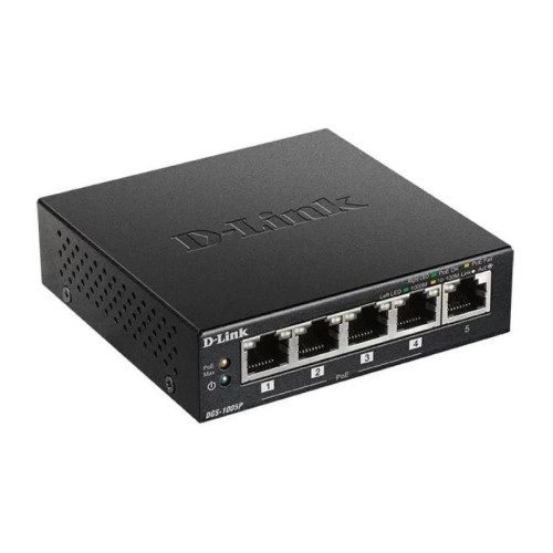 Коммутатор D-Link DGS-1005P DGS-1005P/B3A (L2) 5x1Гбит/с 4PoE 60W неуправляемый